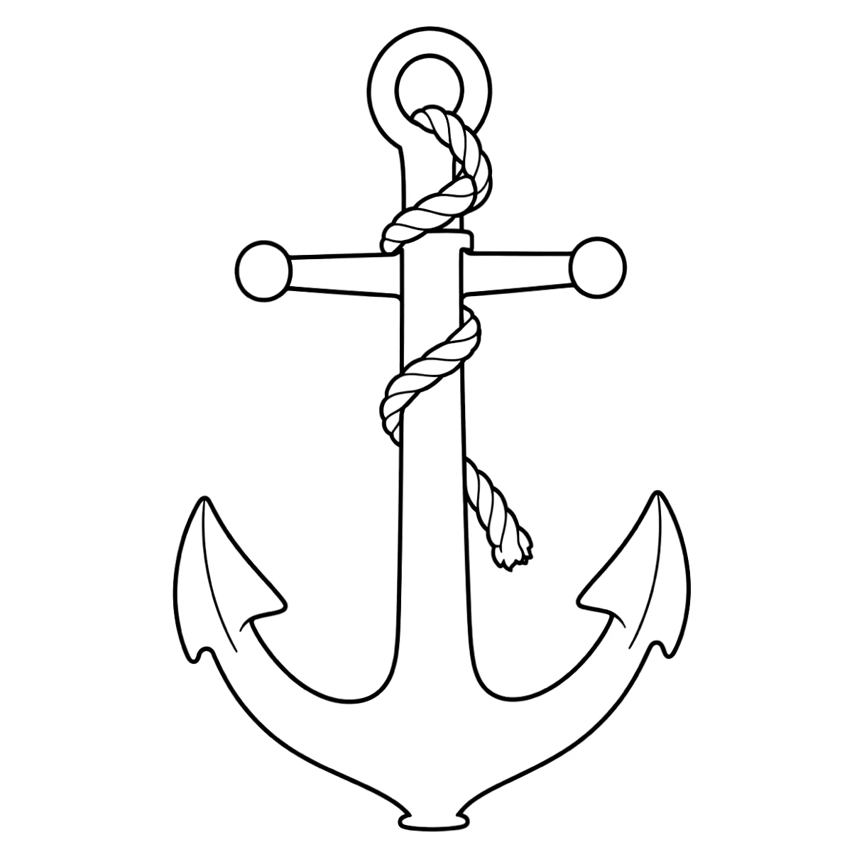 Anchor tattoo stencil in clean black linework on white, printable (AI-generated example)