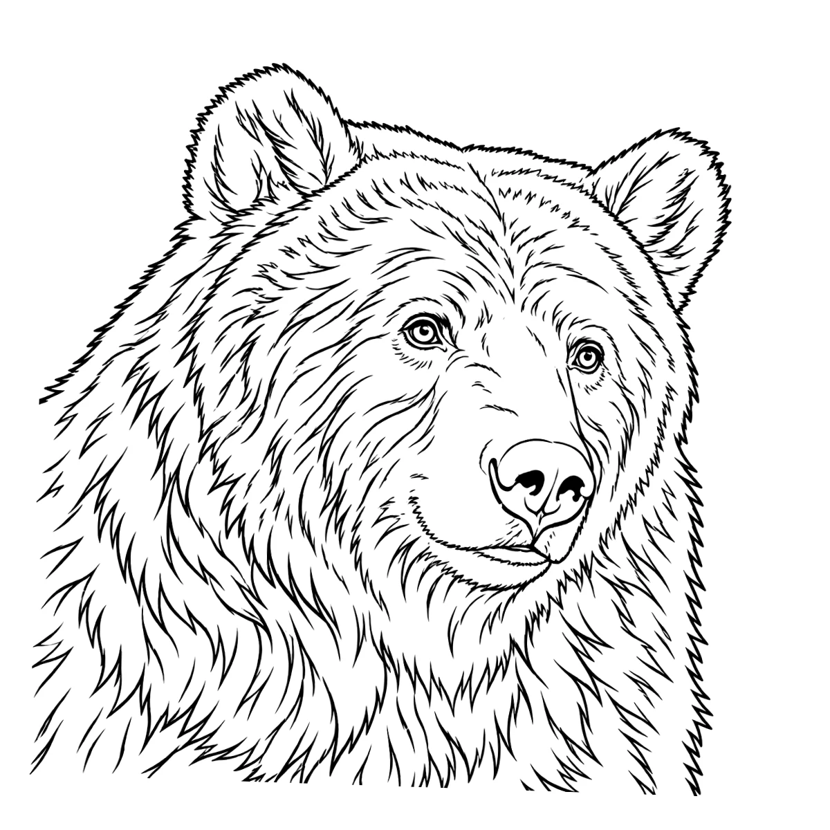 Bear tattoo stencil in clean black linework on white, printable (AI-generated example)