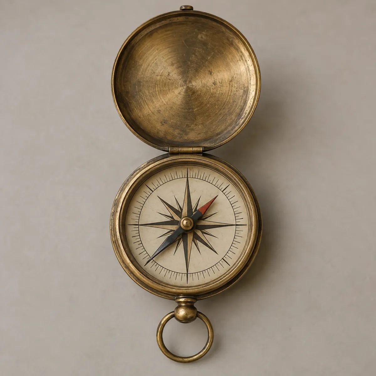 Compass reference photo, the source the tattoo stencil was traced from (AI-generated example)