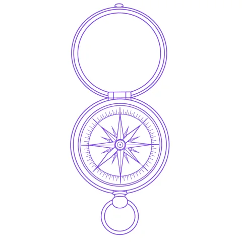 Compass tattoo stencil: clean linework traced from the photo