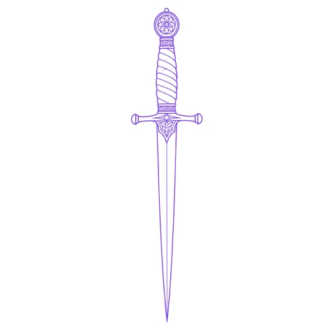 Dagger tattoo stencil: clean linework traced from the photo