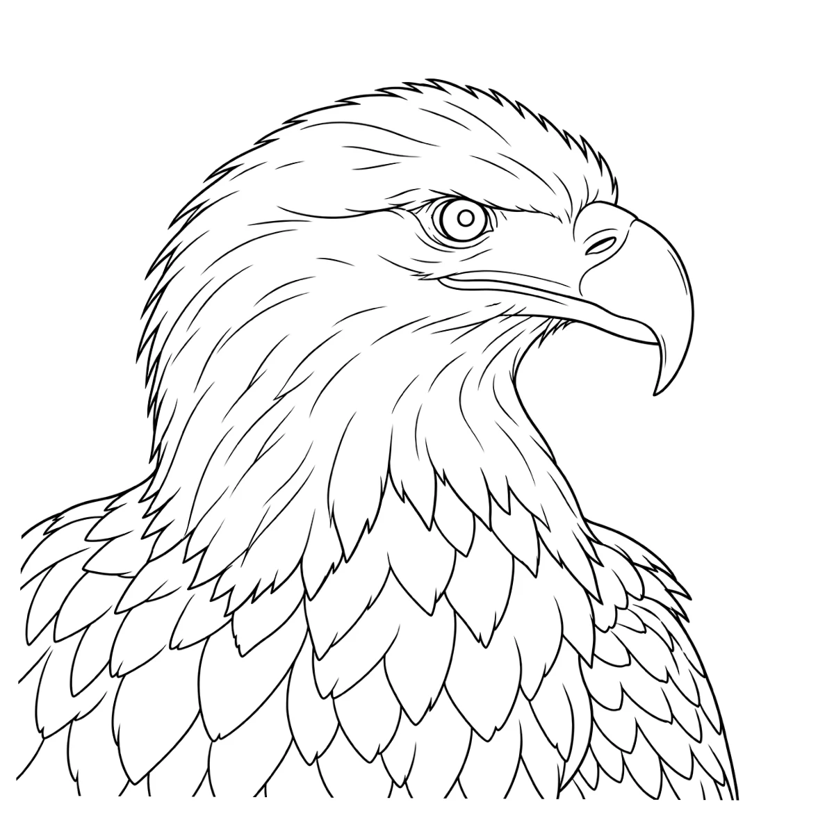 Eagle tattoo stencil in clean black linework on white, printable (AI-generated example)
