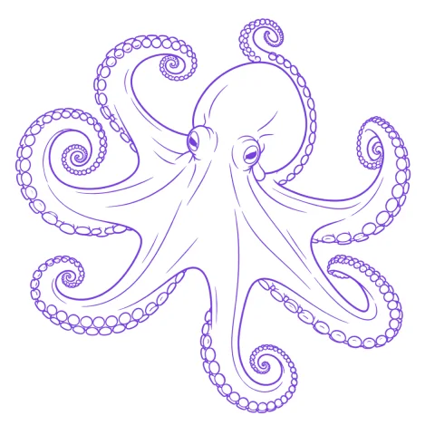 Octopus tattoo stencil: clean linework traced from the photo