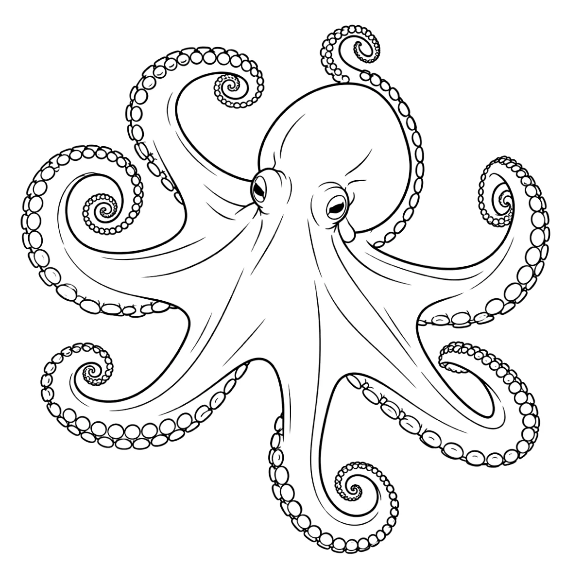 Octopus tattoo stencil in clean black linework on white, printable (AI-generated example)