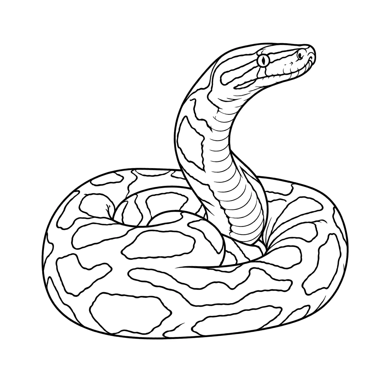 Snake tattoo stencil in clean black linework on white, printable (AI-generated example)