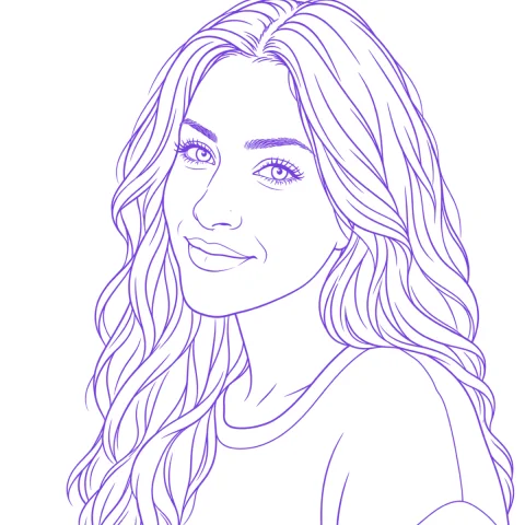 Woman portrait tattoo stencil: clean linework traced from the photo