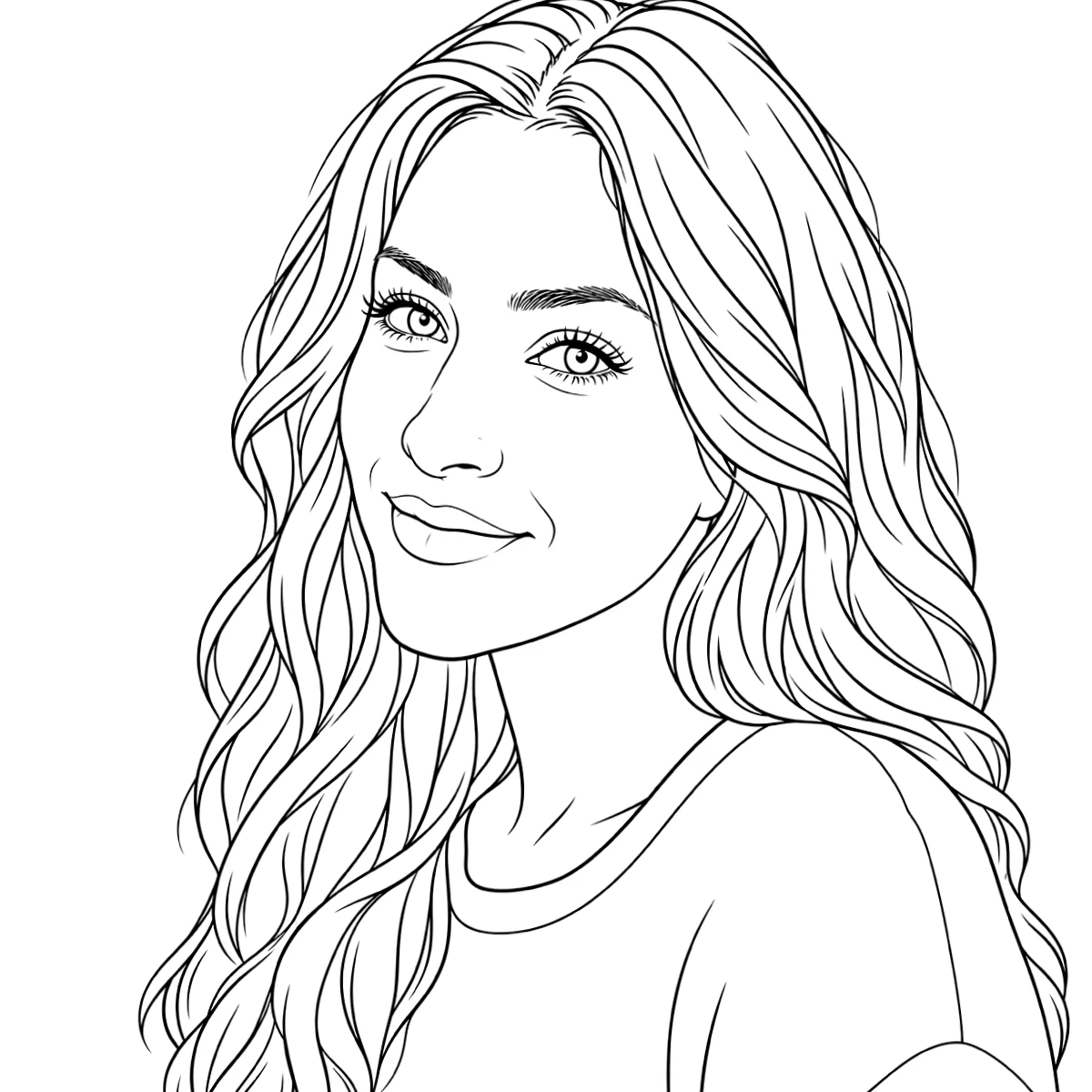 Woman portrait tattoo stencil in clean black linework on white, printable (AI-generated example)